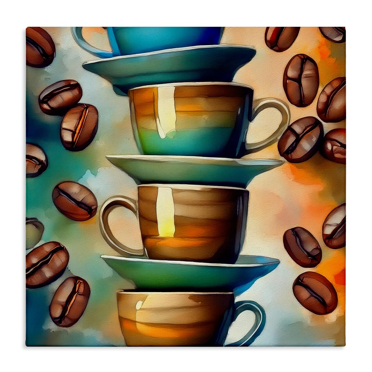 Stupell Industries Ceramic Teacups & Coffee Canvas Wall Art Design by Alina Georgescu